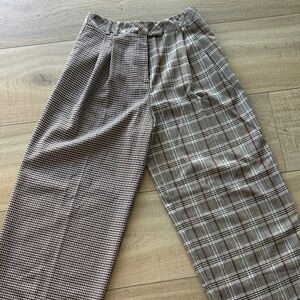 Topshop Women's Dual Pattern Trousers - Black and Brown